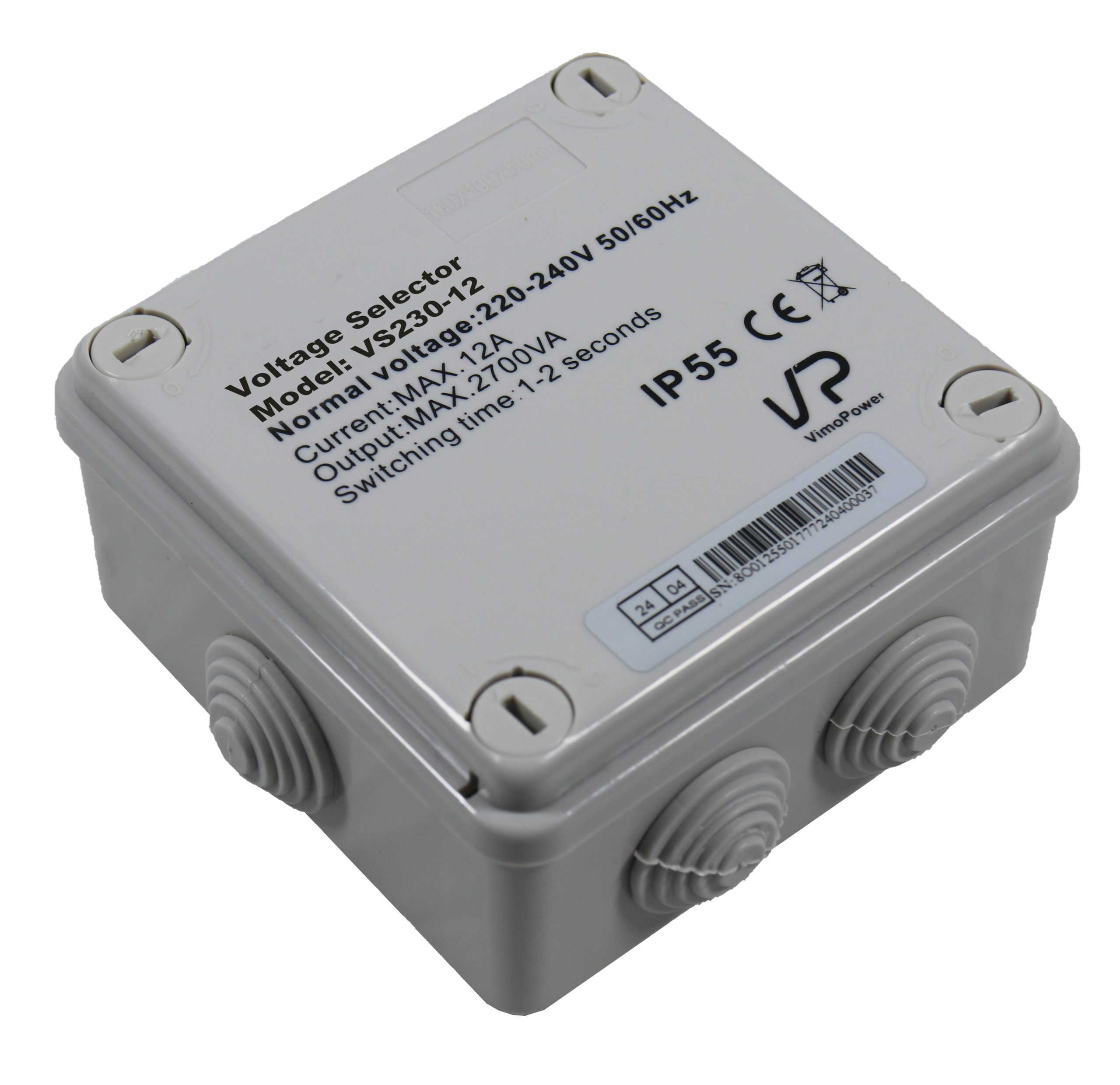 Selector Voltaje Conmutador Prioridad VimoPower 230Vac 12A IP55 VS230-12 (1) Selector Voltaje Conmutador Prioridad VimoPower 230Vac 12A IP55 VS230-12