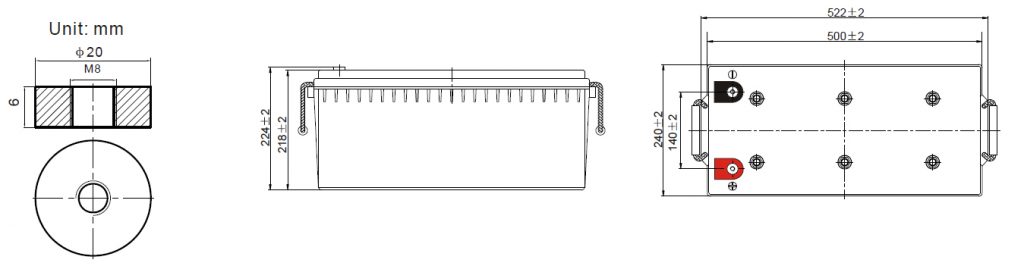 Bateria GEL Ciclo Profundo VP-PB 12V 200Ah(C10) 206Ah(C20)